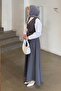 Button Detailed Sleeveless Hijab Dress Anthracite - 2