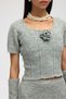 Lumi Rose Detail Gray Crop Skirt Knitwear Set - 8
