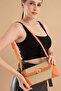 Ottava Wicker Pattern Women's Orange Shoulder Bag with Internal Zipper Compartment and Special Buckle Lock - 8