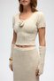Lumi Rose Detail Beige Crop Skirt Knitwear Set - 6