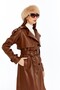 Reglan Sleeve Women's Leather Trench Coat/Jacket - 5