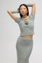 Lumi Rose Detail Gray Crop Skirt Knitwear Set