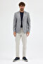 Facune Men's Stone Plaid Fabric Mono Collar Sports Blazer Jacket - 8
