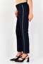 Women Cigarette Fit Solid Straight Leg Pants, Navy - 4
