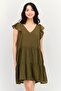 Women Solid Mini Dress, Olive