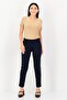 Women Cigarette Fit Solid Straight Leg Pants, Navy - 2
