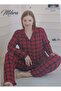 480-09-25 Milan Fabric V-Neck Long Sleeve Buttoned Plus Size Women's Pajama Set