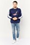 Men Crew Neck Brand Logo Long Sleeves Sweatshirt, Navy/White - 3