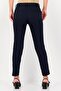 Women Cigarette Fit Solid Straight Leg Pants, Navy - 3