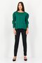 Women Crew Neck Solid Long Sleeves Top, Green - 2