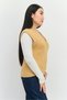 Women V Neck Knitted Vest, Gold - 3