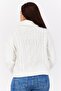 Women Turtle Neck Long Sleeves Textured Sweaters, Off White - 3