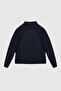 Slim Fit Navy Blue Plain Coat - 5