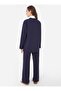 Ribbed Detail Front Tunic & Pants Sports Set - Navy Blue - - 6