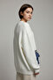 Oversize Knit Cardigan with Pockets - Denim Detailed Buttoned Thick Textured Women's Cardigan - 5