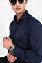 Classic Men's Slim Fit Solid Color Breathable Lycra Fabric Shirt Collar Shirt - 4