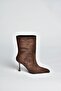 V752550202 Brown Suede Thin Heeled Women's Boots - 5