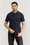 Men's Cotton Logo Woven Fabric Navy Blue Polo Collar T-Shirt K10K112751-CHW