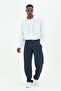 False Button Loose Fit 4 Seasons Pleated Navy Blue Trousers 2Xs-10Xl - 4