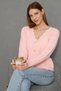 Women's V-Neck Pearl Button Soft Textured Hair Knitwear Cardigan 70917 - 7