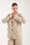 Beige Striped Detail Jacket Suit - 2