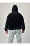 Velvet textured black oversize hooded men's sweatshirt coc1038 - 4