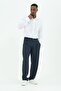 False Button Loose Fit 4 Seasons Pleated Navy Blue Trousers 2Xs-10Xl - 2