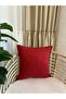Pearl Velvet Textured Red Plain Throw Pillow Cover 1 Piece - 3