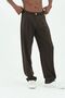 4 Seasons Striped Fake Button Wide Leg Brown Baggy Pants - 8