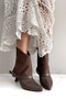 Dorcel Bitter Brown Belt Detail Women's Heeled Boots