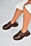 V820007108 Brown Patent Leather Thick Soled Classic Shoes