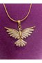 Stainless Steel Zircon Stone Phoenix Bird Women's Necklace Gold Yellow - 9