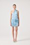 Belted Mini Satin Giana Dress Blue - 4