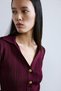 V-Neck Burgundy Knitwear Cardigan - 4