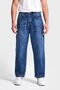 Men's Dark Blue Color 3W5-5 Loose Baggy Fit Wide Cut Pocket Embroidery Detailed Denim Jean - 5