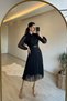 Women’s Tie-Detail Pleated Lace Collar Midi Dress NM012 - 3