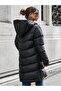 Long Puffer Coat with Zipper Detail on the Sides and Hood - 2
