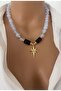 Natural Stone Transparent White Opal Stone 10 mm Polar Star Design Pendant Gift Special Day - 3
