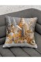 New Year Themed 3D 4-Piece Digital Printed Gift Throw Pillow Cover Set with Deer and Snowman Figures - 5