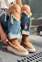 Sereny Beige Suede Fur Women's Sneakers Ballet Flats - 4