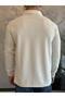 Men's Zipper Detailed Corduroy Sweater Stone Eca032 - 5