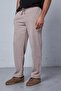 Men's Regular Fit Corded Fabric Elastic Waist Trousers Beige - 3