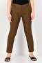 Women Cigarette Fit Textured Straight Leg Pants, Brown
