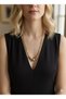 Gold Color 4 Chain Stainless Steel Ball Detailed Women's Steel Necklace Non-Tarnish Gold Necklace - 4