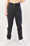 Women Cigarette Fit Washed Stretchable Belted Jeans, Grey