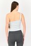 Women Tight Fit One Shoulder Sleeve Outdoor Tank Top, Dusty Blue - 4