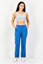 Women Regular Fit Solid Straight Leg Pants, Blue - 4
