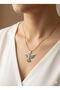 Stainless Steel Colorful Zircon Stone Phoenix Bird Women's Steel Necklace Gold Yellow