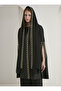 Black Embellished with Embellished Scarf Set - 4