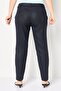 Women Cigarette Fit Metallic Straight Leg Pants, Navy Blue - 4